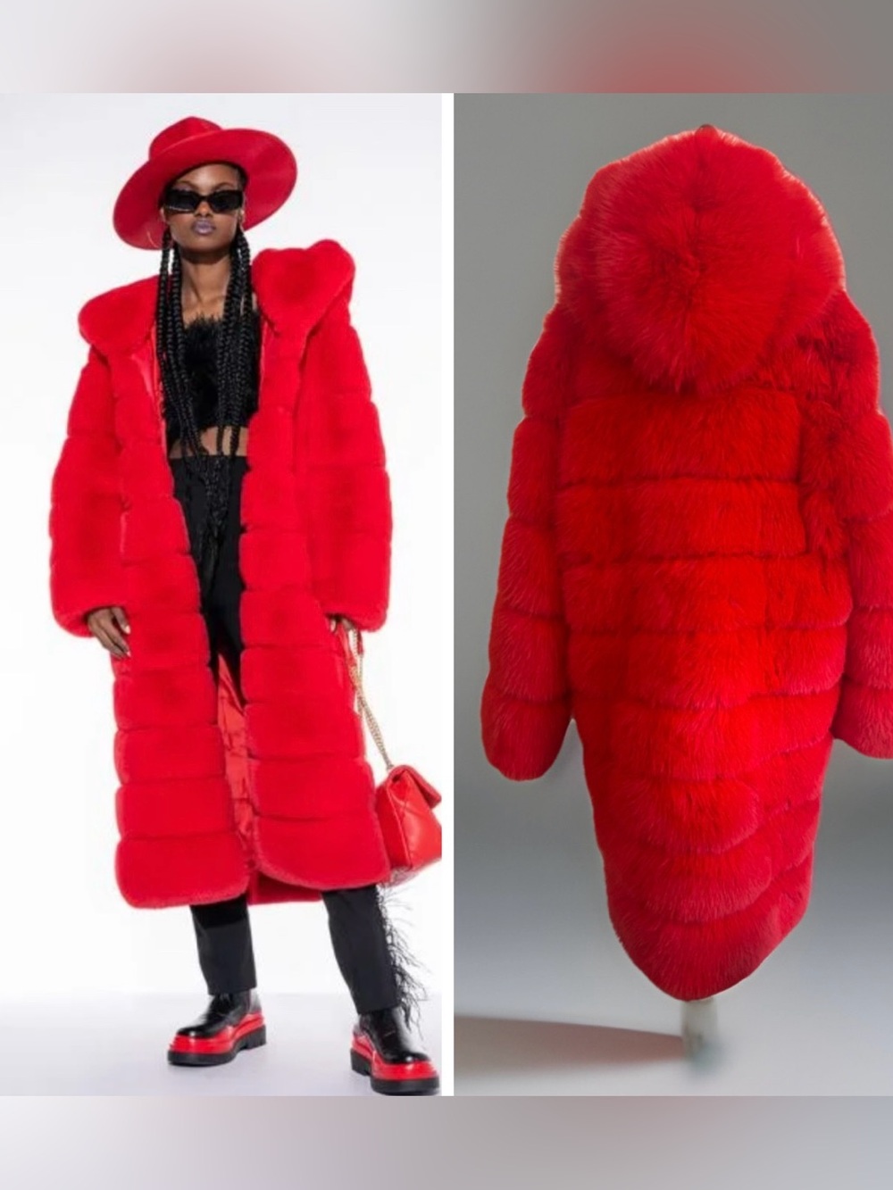 The beauty optimal Product faux fur Bubble Puffer Red Quality Long Big Hood 2XL